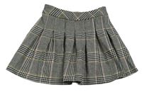 Černo-bílo-růžová kostkovaná vlněná skládaná sukně Matalan