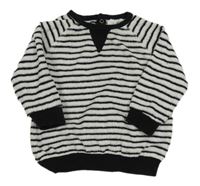 Bílo-černá pruhovaná froté mikina Next