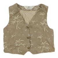 Hnědá lněná vesta s palmami H&M