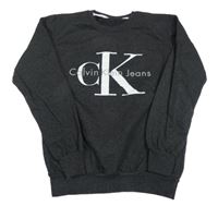 Antracitová melírovaná lehká mikina s potiskem Calvin Klein