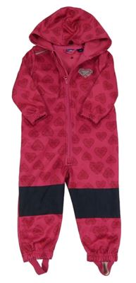 Fuchsiová softshellová kombinéza se srdíčky a kapucí Lupilu