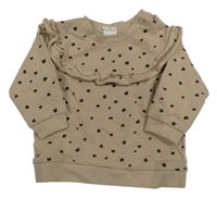 Béžová mikina se srdíčky a volánem H&M