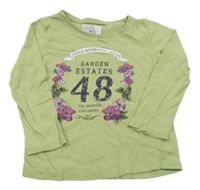 Zelené triko s květinami a číslem H&M