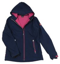 Tmavomodrá softshellová funkční bunda s kapucí TrollKids