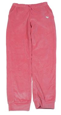 Růžové plyšové tepláky se srdcem Primark