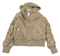 Pískový šusťákový zateplený bomber s kapucí River Island