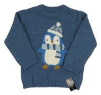 Nové - Tmavomodrý svetr s tučňákem Dunnes