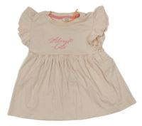 Světlerůžové žebrované tričko s nápisem River Island