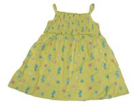Žluté bavlněné šaty s mořskými koníky a hvězdicemi Topomini