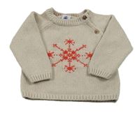 Béžový vlněný svetr s vločkou Petit Bateau