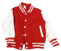 Červeno-bílá baseballová mikina AWDis