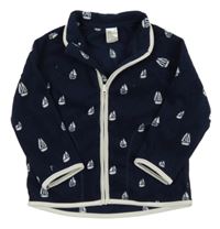 Tmavomodrá fleecová propínací mikina s loďkami H&M