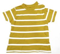 Hořčicovo-bílé pruhované tričko