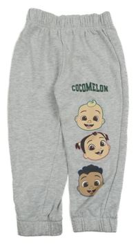 Šedé melírované tepláky s Cocomelon