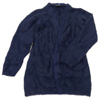 Tmavomodrý chlupatý svetrový cardigan Little Kids