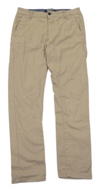 Pískové plátěné slim fit chino kalhoty H&M