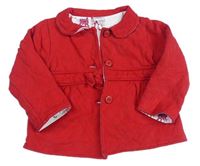 Červený prošívaný mikinový kabát s mašličkou Baker
