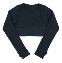 Tmavomodré sportovní žebrované crop triko Primark