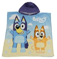 Bílo-modré froté osuškové pončo s kapucí - Bluey Nutmeg