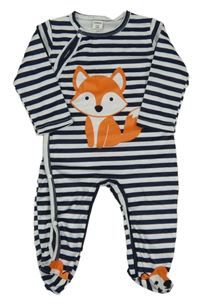 Tmavomodro-bílý overal s liškou shein