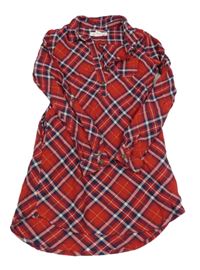 Červeno-tmavomodré kostkované košilové šaty H&M