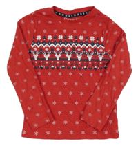 Červené vzorované pyžamové triko Primark