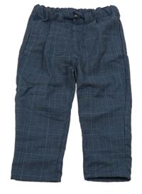 Tmavomodré kostkované chino kalhoty 