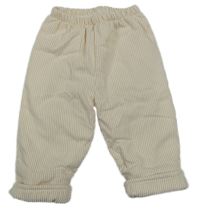 Bílo-béžové pruhované zateplené teplákové kalhoty 