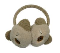 Béžové klapky na uši s medvědy 