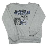 Šedá melírovaná mikina s ovladačem Y.F.K.