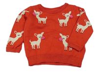 Červený lehký svetr se sobíky M&S