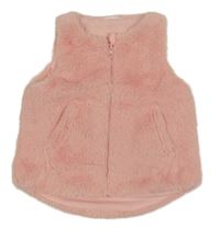 Růžová chlupatá podšitá propínací vesta 