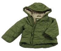Zelená šusťáková zateplená bunda s kapucí 