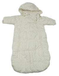 Bílý šusťákový zimní fusak s kapucí Lindex