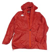 Červená šusťáková jarní funkční bunda s logem a kapucí kappa