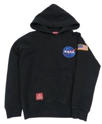 Černá mikina s Nasa a kapucí 