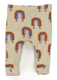 Smetanové žebrované lehké tepláky a barevnými duhami George