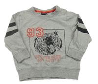 Šedá lehká mikina s medvědem Lupilu