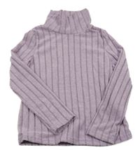 Lila žebrované úpletové triko s rolákem shein