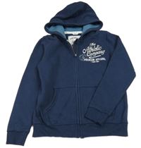 Tmavomodrá propínací mikina s nápisem a kapucí Pepperts