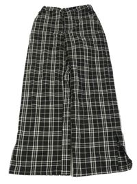 Černo-béžové kostkované široké kalhoty H&M