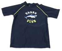 Tmaovomodré UV tričko se žralokem Topolino