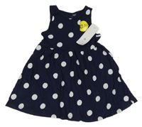 Nové - tmavomodré puntíkaté šaty F&F
