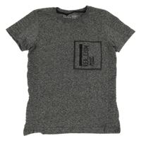 Šedo-černé melírované tričko s kapsou Chapter young