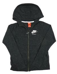 Antracitová melírovaná lehká propínací mikina s kapucí nike