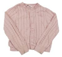 Světlerůžový perforovaný propínací lehký svetr M&S