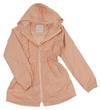 Světlerůžová šusťáková jarní parka s kapucí 