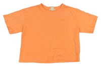 Neonově oranžové crop tričko s nápisem H&M