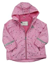 Růžová šusťáková podzimní lehce zateplená bunda s kapucí a hvězdami Topolino