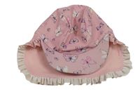Růžová UV kšiltovka s motýlky Mothercare